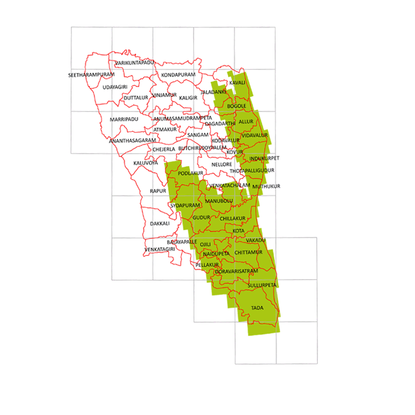 Storm surge inundation map for cyclone with wind speed 